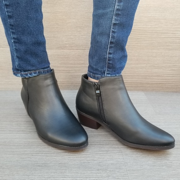 Black Vegan Booties Boots With Zipper-P - Picture 3 of 8